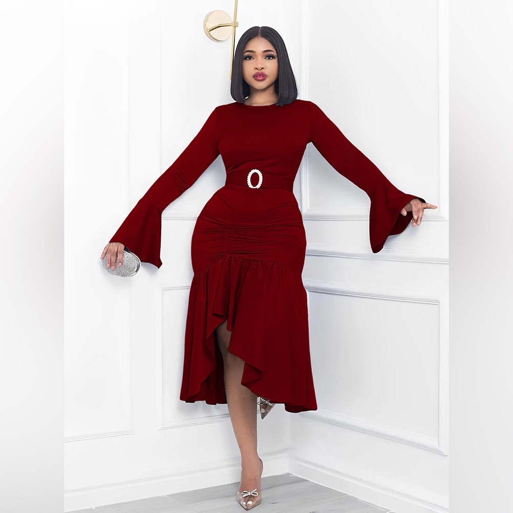 Women 1pc Dress-456 Wine